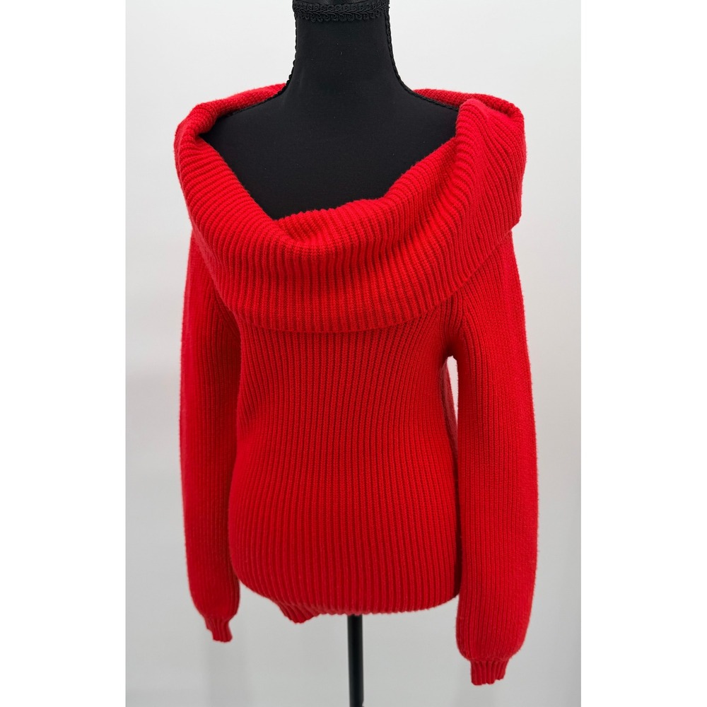 Sincerely Jules Sweater Women Large Red New Off the Shoulder Ribbed ST21672